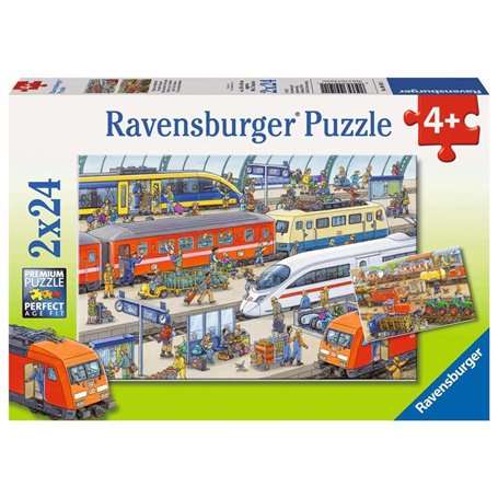 Ravensburger - 09191 1 - Puzzle - Tumulte À La Gare - 2 x 24 Pièces