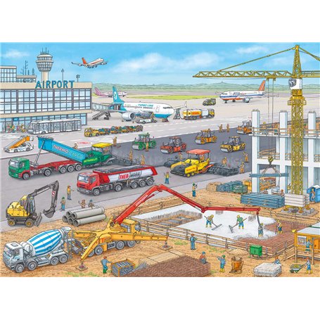 Ravensburger Puzzle pour Enfants - 10624 - Motif Chantier à l'aéroport - pour Enfants à partir de 6 Ans - avec 100 pièces au For