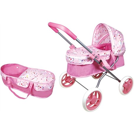 Landau COUFFIN. Le Berceau est Amovible. Hauteur de poignée 46 cm. pour bébé de Taille 40 cm (Non fourni). Tubes en métal. À Mon