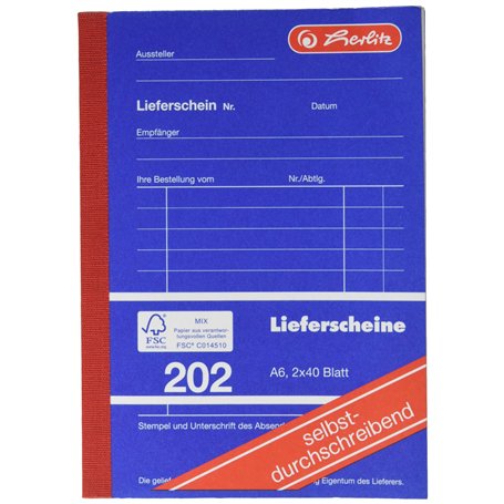 Herlitz Carnet de 202 x 40 feuilles A6 autocopiant