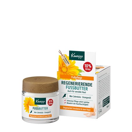 Kneipp Beurre de pied régénérant - Convient également pour les peaux sensibles - Calendula bio et huile d'orange - Soin intensif