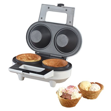Gaufrier pour 2 coupelles à glace en gaufrette - 550 W [Rosenstein & Söhne]