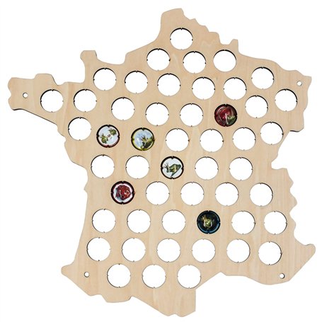 Safe Carte France en Bois pour collecter 50 couvercles de Champagne | Collecteurs de Capsules de Bouteilles | idee Cadeau Humori