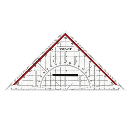 Westcott Géodésique 22 cm avec poignée amovible | Géodésique transparente en plastique avec graduation rouge | Échelle technique