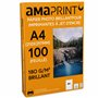 Amaprint 100 feuilles Papier Photo A4 brillant 180g/m² pour Imprimante à jet d'encre - glacé - résistant à l'eau