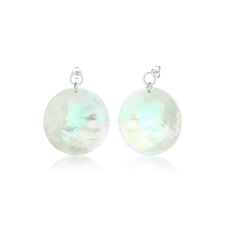 Elli Boucles d'Oreilles Disque de Nacre Boucles d'Oreille Femme - (925/1000) Argent
