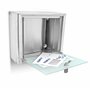 Relaxdays Boîte aux lettres murale en Inox avec porte en verre opal motif enveloppe 30,5 x 35,5 x 14 cm, gris argenté