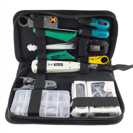 SeKi Kit d'outils réseau 10 pièces avec testeur de câble pour câble patch RJ45