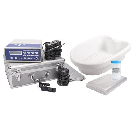 Détox Nettoyant Ion Galvano set en ALUMINIUM Coffre de service électrolyse de pied/bain de pieds. Ensemble complet/set complet a