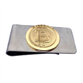 Fa.Wessel Bitcoin Pince à billets en acier inoxydable et partie plaquée or, argent/or, 50x26mm, Moderne et élégant Fa.Wessel Bitcoin Pince à billets en acier inoxydable et partie plaquée or