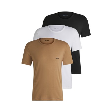 Boss Hommes Tshirt RN 3P Classic Lot de Trois t-Shirts en Coton à Logo brodé