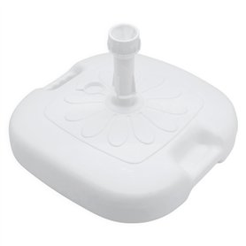 Pied de parasol en plastique - 45 x 45 cm - À remplir pour mâts de parasol jusqu'à 33 cm - Blanc - Support de parasol à remplir