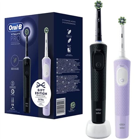 Oral-B Vitality Pro Lot de 2 brosses à dents électriques avec 2 brosses de rechange