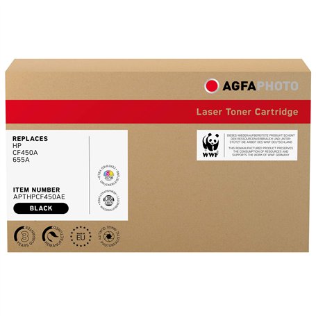 AgfaPhoto Toner Laser équivalent de HP CF450A 655A 12500 Pages Noir pour imprimante HP CLJ Enterprise M652