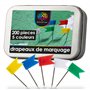 OfficeTree Lot de 200 epingles Drapeau en 5 Coloris Assortis - parfaites pour Marque des Cartes/Cartes du Monde/Tableaux - avec