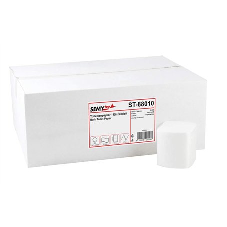 Semy Top Pack de 9000 feuillets de papier toilette double couche Blanc 10 x 22 cm