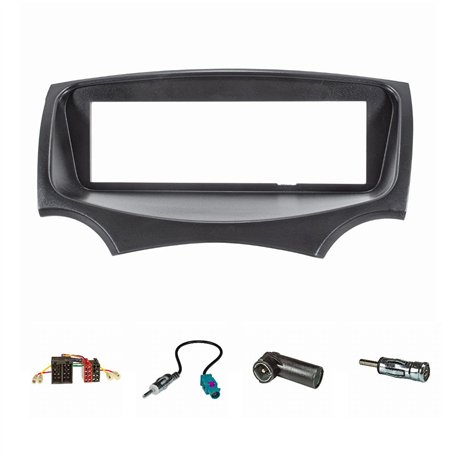 tomzz Audio 2415-051 Cadre de Radio Compatible avec Ford KA RU8 année 2009-2017 Noir avec Adaptateur Radio ISO Fakra Adaptateur