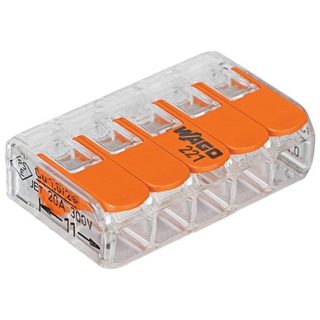 5x Wago Clamp 221-415 32A 450V Terminal de connexion 5-pôle Avec levier
