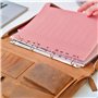 ALMADIH porte documents A4 cuir vachette avec fermeture éclair et poignée + classeur anneaux + bloc notes inclus, marron vintage