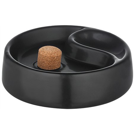 Cendrier à pipe en céramique noir avec ramasse-pipe