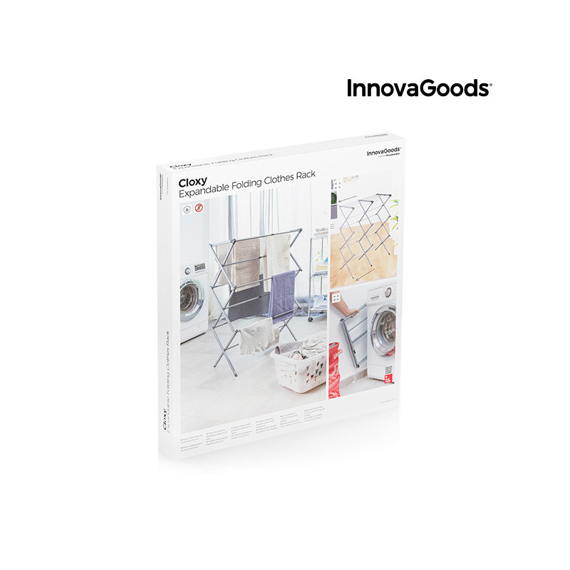 Image secondaire de Séchoir à Linge Métallique Pliable et Extensible avec 3 Hauteurs Cloxy InnovaGoods 11 Barres