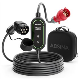 ABSINA Borne de Recharge vehicule Electrique CEE Type 2 avec Puissance réglable - Wallbox Mobile 11kW 16A triphasée IP67 avec câ