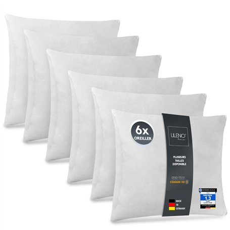 LILENO HOME Lot de 6 de garnissage d'oreiller 40x40 cm - Coussin intérieur Lavable à 40°C adapté aux allergiques - Garnissage en