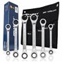 HASKYY Jeu de 6 clés à cliquet doubles 8 x 9 I 10 x 11 I 12 x 13 I 14 x 15 I 16 x 17 I 18 x 19 dans étui système 8-19 mm Jeu de