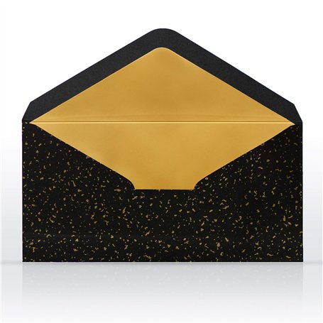 10 enveloppes noires avec doublure métallique dorée 110 x 220 mm pour cartes de vœux noël cartes cadeaux invitation chèques-cade