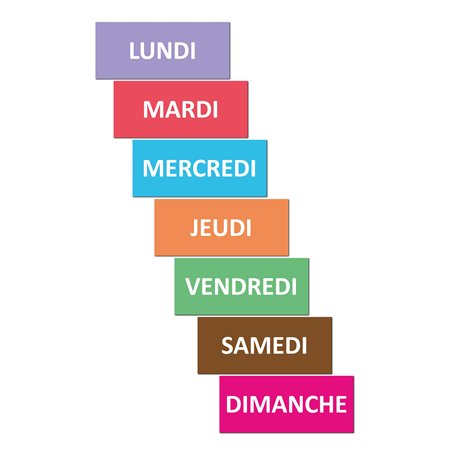 Smileyboard - 7 jours magnétiques de la semaine - 10 cm de large et 4 cm de haut - Lundi - Dimanche - français