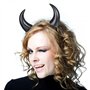 Hatstar Serre-tête cornes de diable noir - Oreilles de diable de vampire pour fête costumée - Bijou de tête pour femme, homme et