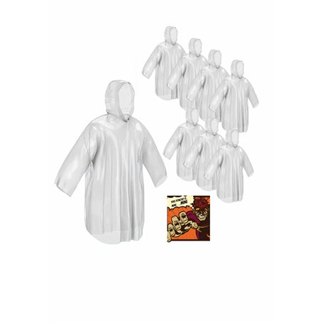 skapandi Lot de 8 ponchos de pluie jetables avec capuche | Cape de pluie | Veste de pluie | Vêtements de pluie | Transparent et