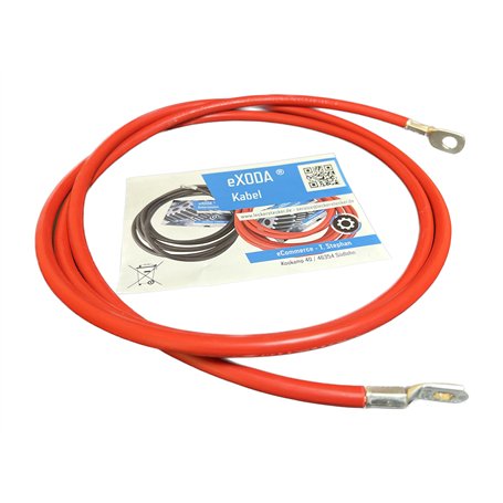 eXODA Câble de batterie 200cm câble d'alimentation en cuivre 25 mm² avec cosses à œillets M8