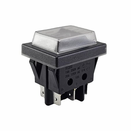 Interrupteur à bascule 6 broches 16 A 250 V CA avec couvercle étanche Noir