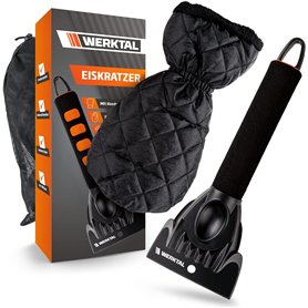 WERKTAL Grattoir à glace pour voiture - Grattoir à glace chauffant avec gant de voiture - Grattoir à glace ultra rapide - Gratto WERKTAL Grattoir à glace pour voiture - Grattoir à glace chauffant avec gant de voiture - Grattoir à glace ultra rapide - Gratto