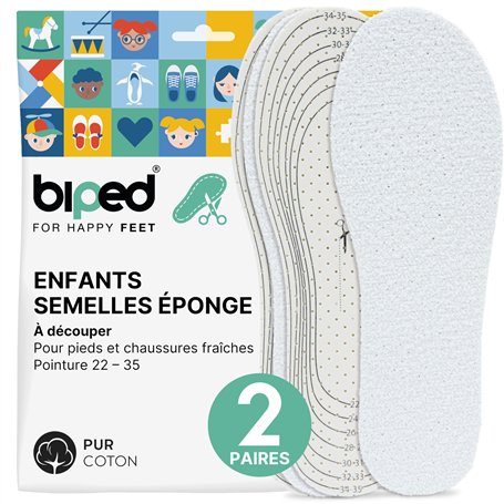 biped 2 paires de semelles en coton éponge pour enfants – parfaites pour marcher pieds nus – respirantes