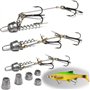 Lot de 3 crochets Stinger avec système de bas de ligne (S M L) pour appâts de tailles 10