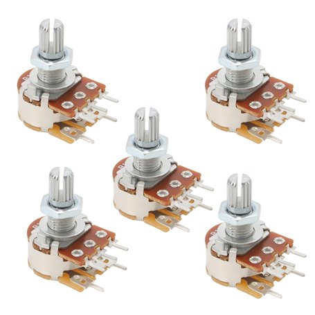 OTOTEC Lot de 5 potentiomètres WH148 B10K à vitesse réglable 5 broches Longueur de l'arbre 15 mm Rondelle d'écrou Accessoire Con