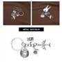 EMSea 2pcs Porte-clés Forme Avion Passeport Caméra Terre Boussole Pendentif à Breloque Ornement Porte-clés en Métal Décoration p