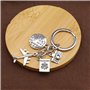 EMSea 2pcs Porte-clés Forme Avion Passeport Caméra Terre Boussole Pendentif à Breloque Ornement Porte-clés en Métal Décoration p