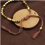 eMagTech 6pcs Tibétain Cuivre Perles Bracelets Bouddhiste Chanceux Bracelet Main Tressé Corde Réglable Bonne Chance Amulette Bij