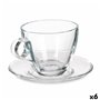 Tasse avec sous-tasse Transparent verre 170 ml (6 Unités)