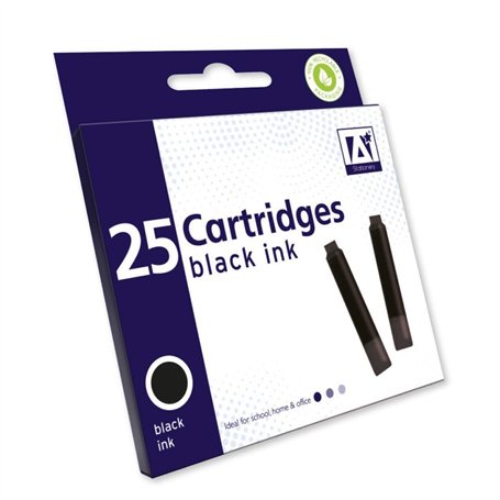 Lot de 25 recharges d'encre pour stylo plume Noir Taille standard