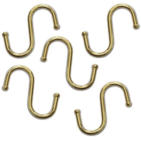 Bulk Hardware BH01130 Paquet de 5 Crochets de boucher en S laiton 75 mm