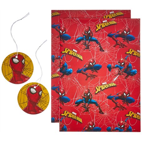 UK Greetings Papier cadeau Marvel Spiderman - Papier cadeau d'anniversaire pour garçon