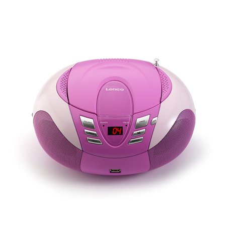 Lenco SCD-37 Radio AM/FM Portable avec Lecteur CD/mp3/wma Port USB Rose