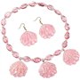 TRIXES Ensemble de Bijoux Coquillage Rose 2PC – Ensemble Collier et Boucles d'Oreilles Coquillage Paillettes – Accessoire de Dég