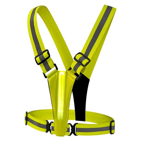 TRIXES Gilet Haute visibilité réglable Unisexe à LED - Harnais de sécurité réfléchissant - Jaune Fluo