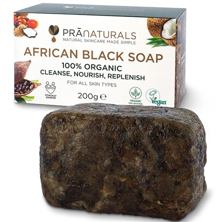 PraNaturals Savon Noir Africain Pur 100% Bio