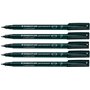 Staedtler Lumocolor Lot de 5 marqueurs permanents fins – Imperméables et résistants aux taches – Séchage rapide – Noir